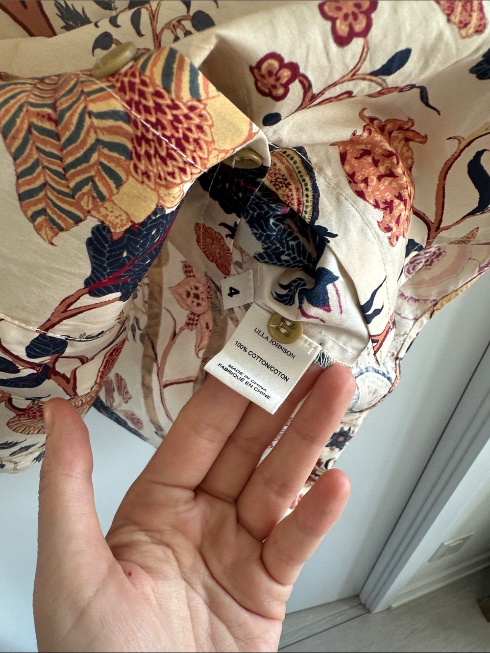 Ulla Johnson Harriet Cream Floral Puff-Sleeve Blouse - Picture 4 of 4